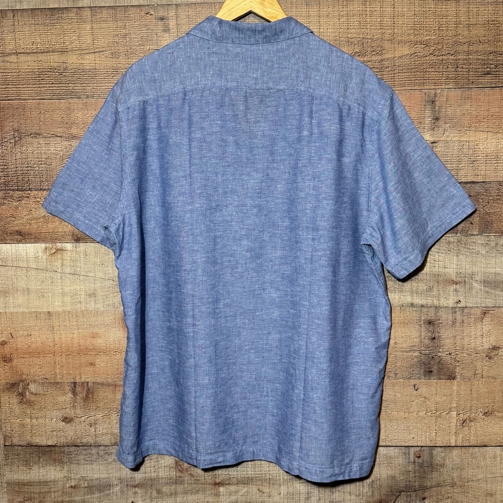 Mack Weldon Tech Linen Camp Shirt Men's Short Sleeve Shirt Wild Rapids X-Large - Picture 4 of 9